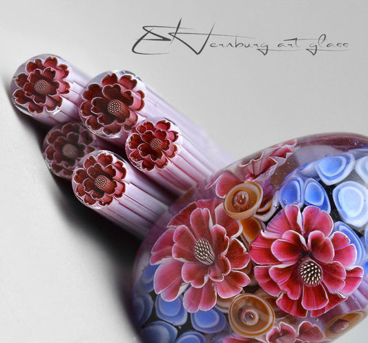 Murini flowers. Sticks 5 cm long. Materials for lampwork. Glass COE104