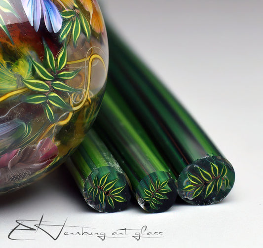 Murini foliage. Sticks 5 cm long. Materials for lampwork. Glass COE104