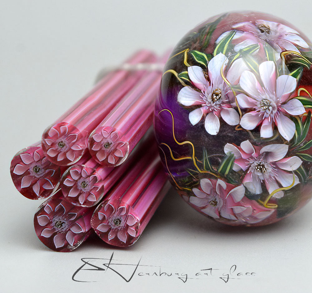 Murini flowers. Sticks 5 cm long. Materials for lampwork. Glass COE104
