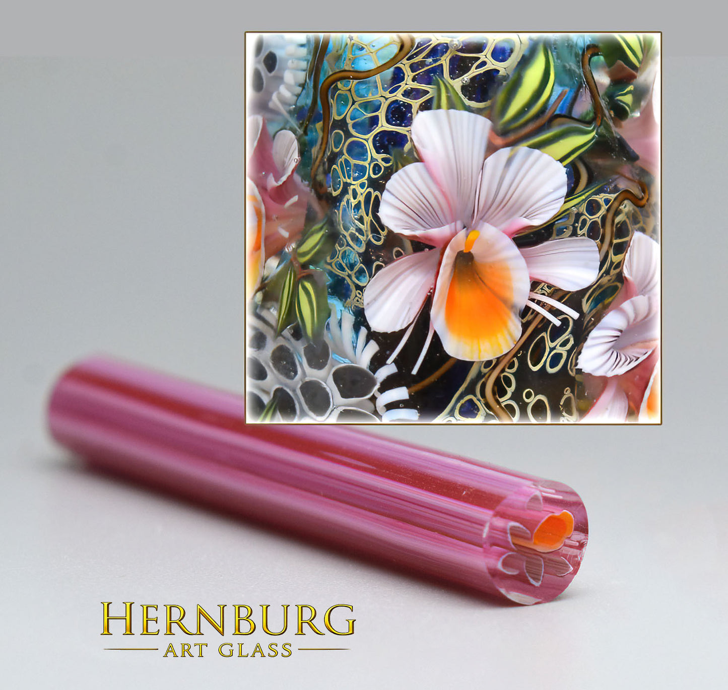 Murini flowers. PAPAYA ORCHID . Sticks 5 cm long. Materials for lampwork. Glass COE104
