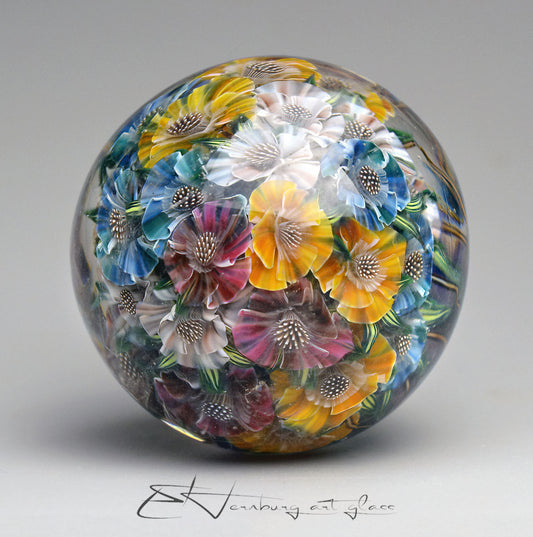 Marble "Study in Polychrome" Glass. Collectible sphere. Diameter — 49 mm (1.93”)