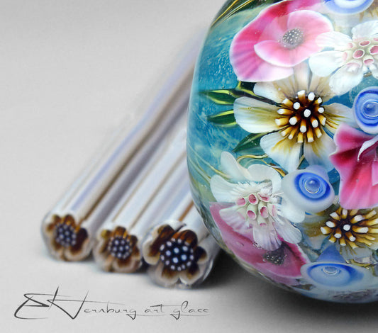 Murini flowers. AMBROSIA. Sticks 5 cm long. Materials for lampwork. Glass COE104