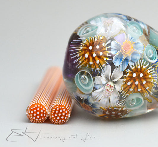 Murini flowers. Sticks 5 cm long. Materials for lampwork. Glass COE104