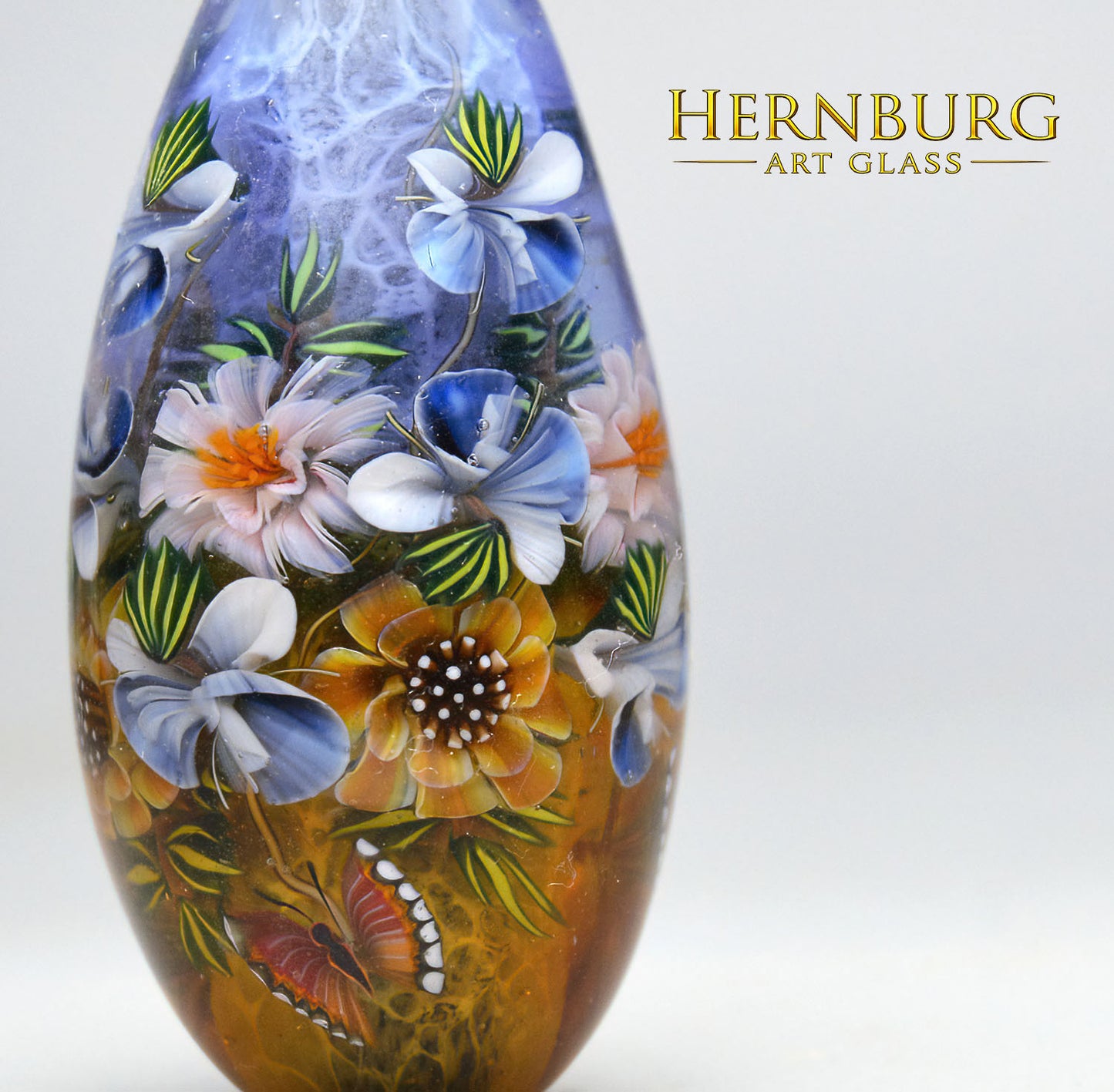 Pendant. Lampwork glass pendant. BLOOMING WINGS