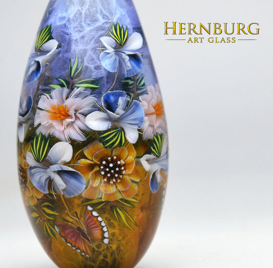 Pendant. Lampwork glass pendant. BLOOMING WINGS