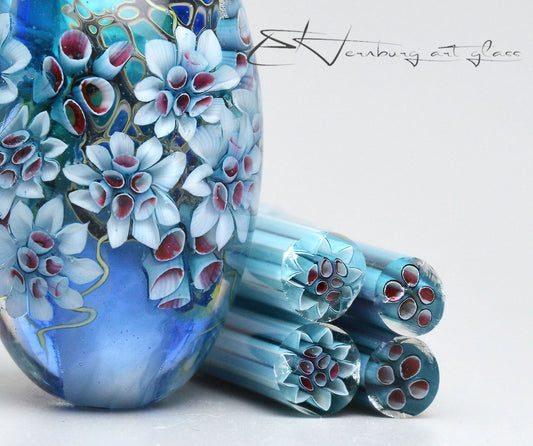 Murini flowers. PESTRIT. Sticks 5 cm long. Materials for lampwork. Glass COE104
