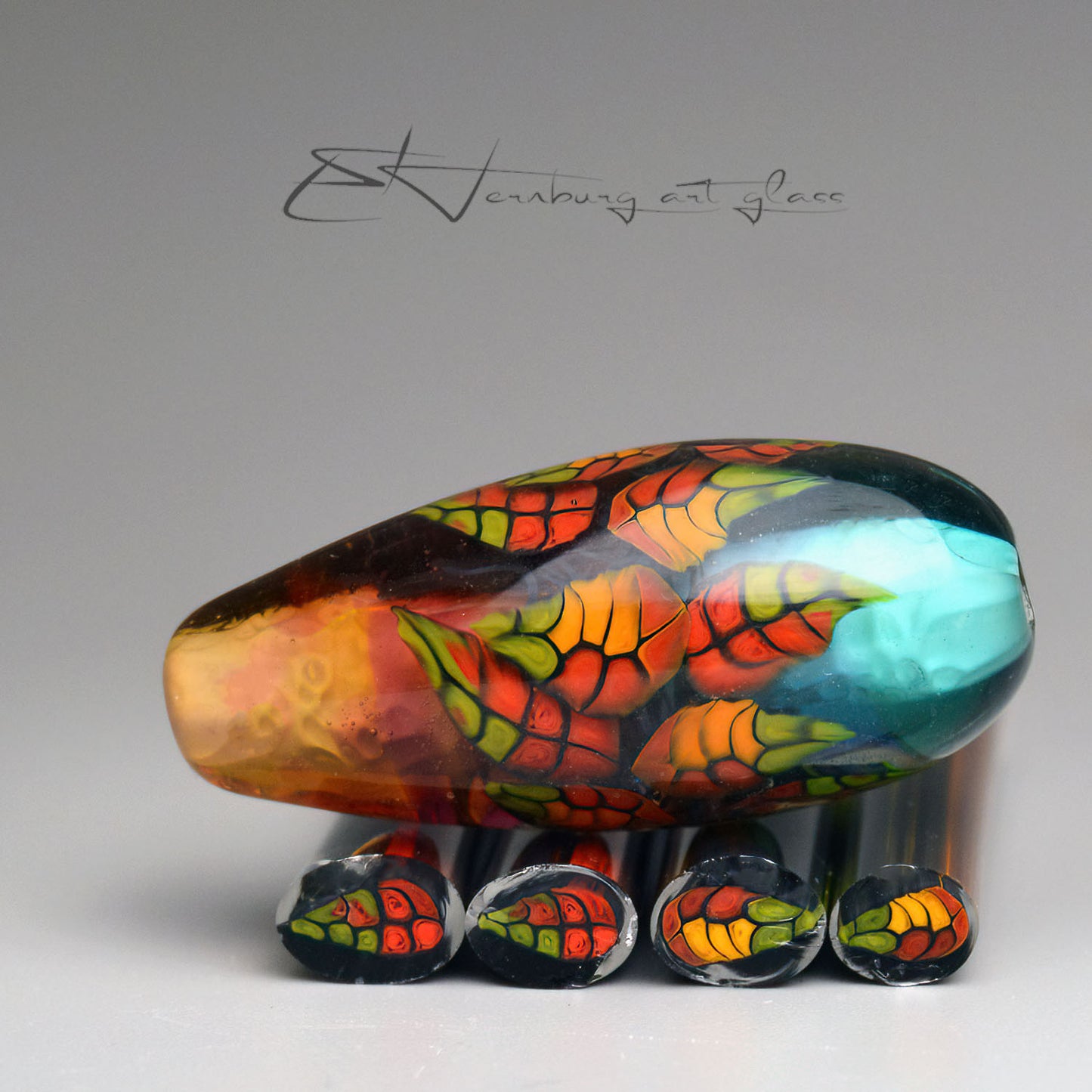 Murini leaves. FIRELEAF. Sticks 5 cm long. Materials for lampwork. Glass COE104