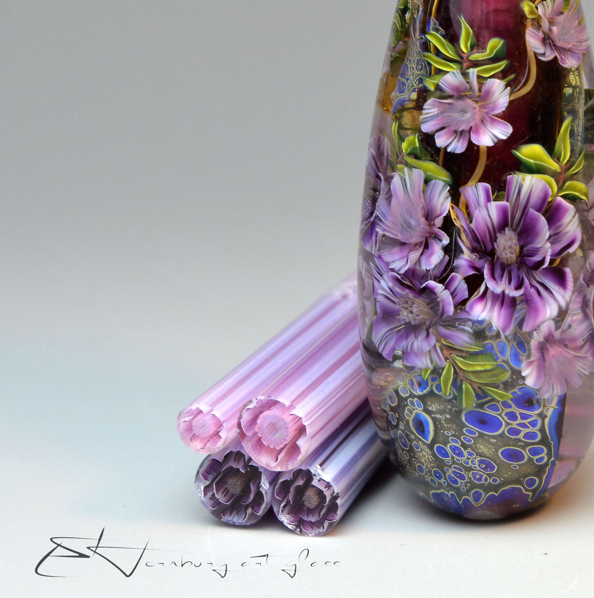 Murrini flowers. DUETTO. Sticks 5 cm long. Materials for lampwork. Glass COE104