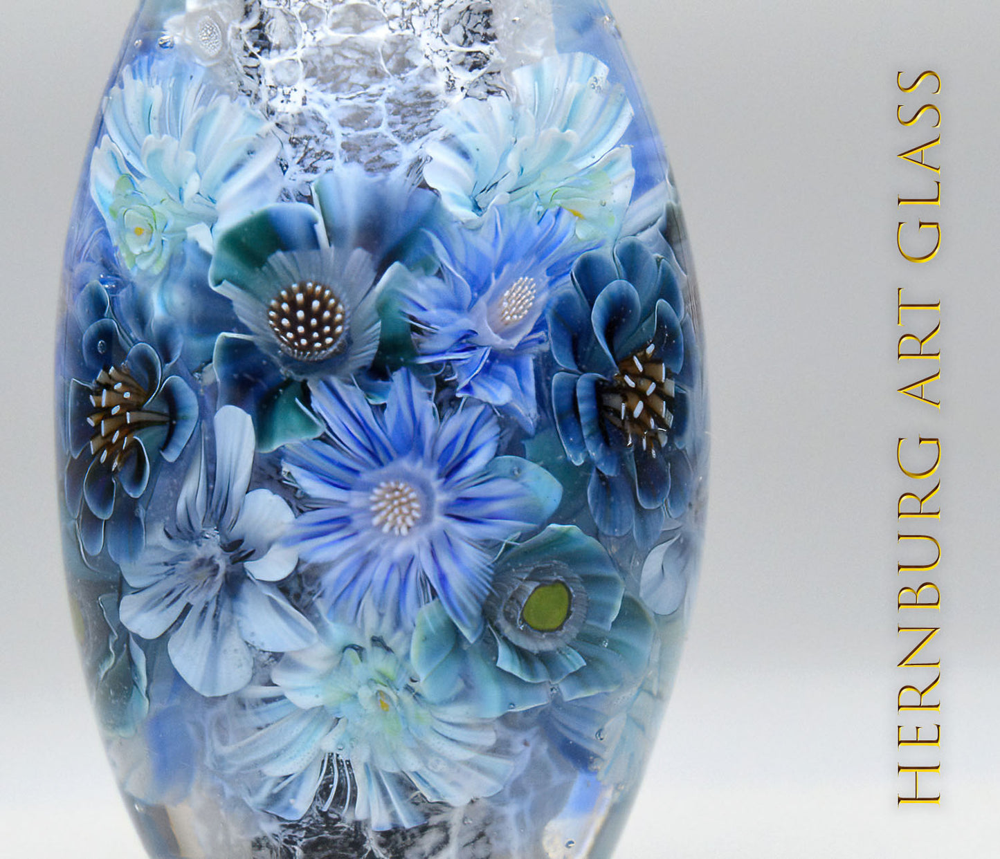 Pendant. Lampwork glass pendant. “Living Lace: Blue”