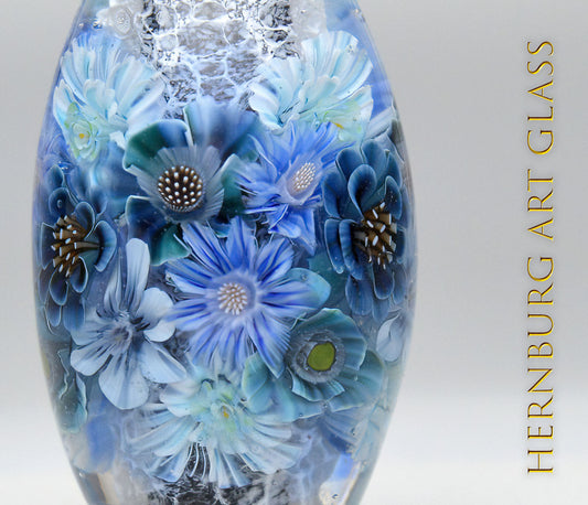 Pendant. Lampwork glass pendant. “Living Lace: Blue”