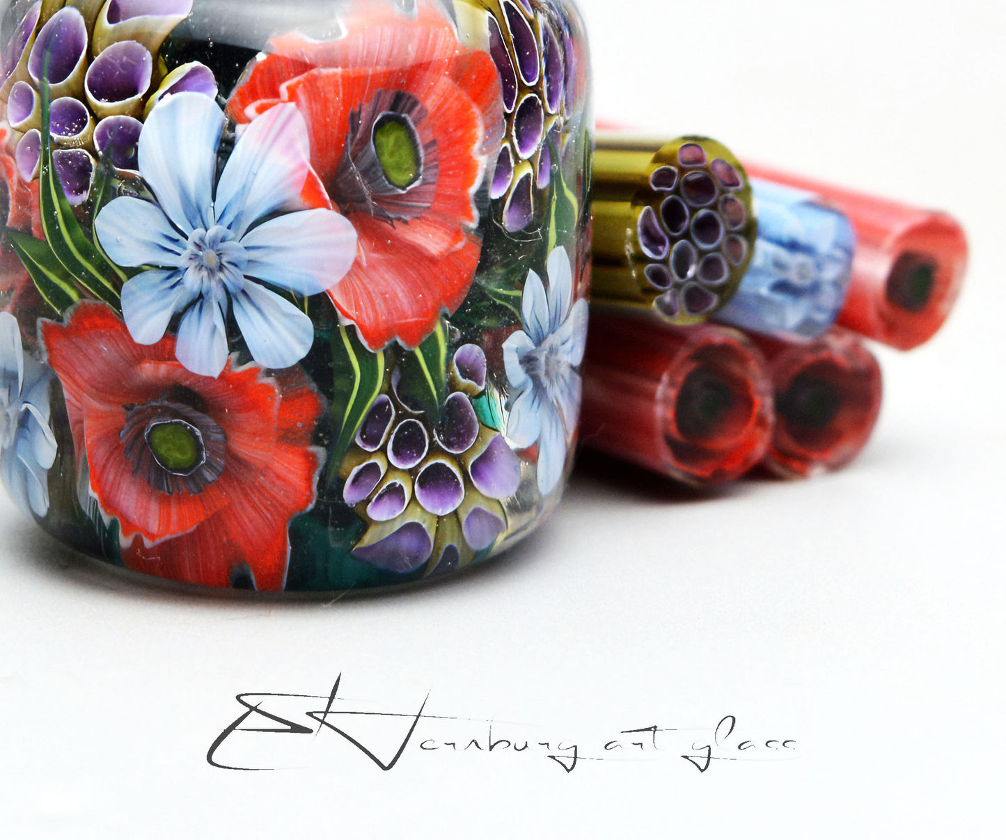 Murini flowers. Sticks 5 cm long. Materials for lampwork. Glass COE104