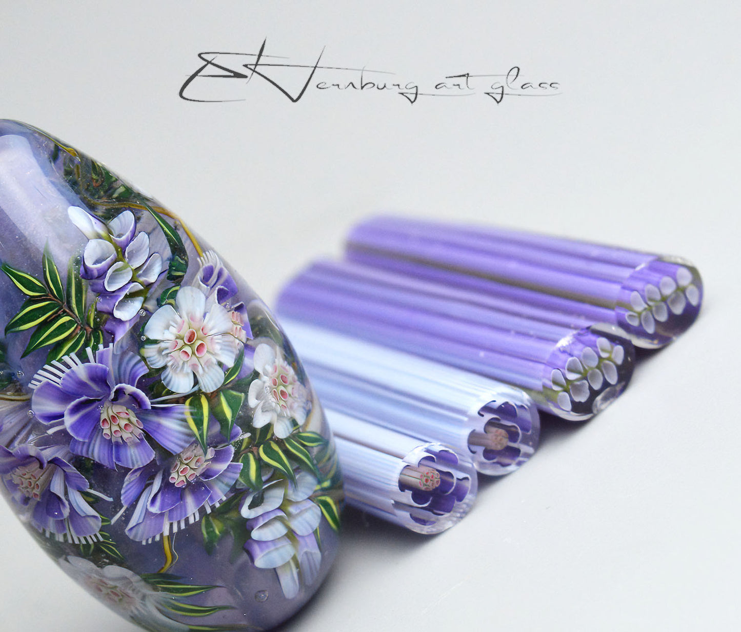 Murini flowers. LAVENDER DUET. Sticks 5 cm long. Materials for lampwork. Glass COE104