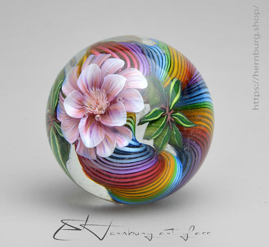 Marble "Springwave" Glass. Collectible sphere. Diameter — 30 mm (1.18”).