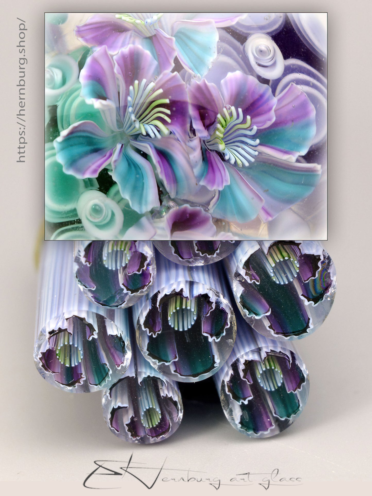 Murini flowers. Sticks 5 cm long. Materials for lampwork. Glass COE104