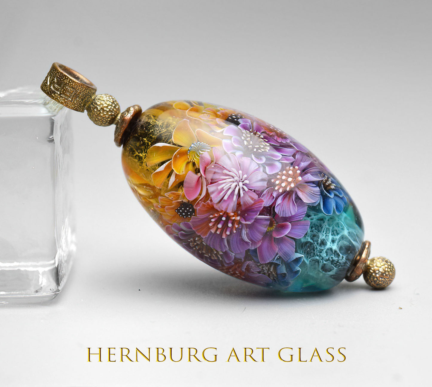 Pendant. Lampwork glass pendant. “Living Lace: Sunset”