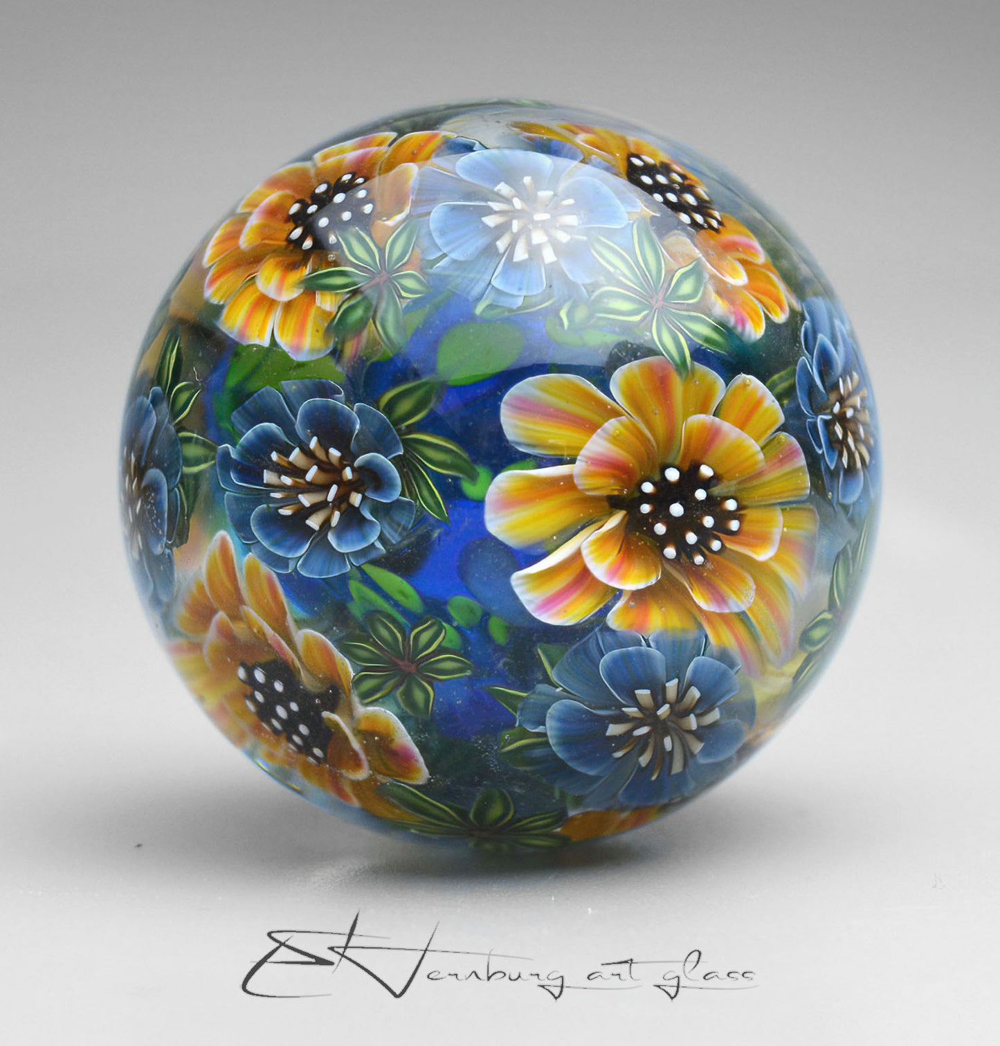 Marble. Collectible Sphere “Cyanella”. Glass. . Diameter — 40 mm (1.57”)