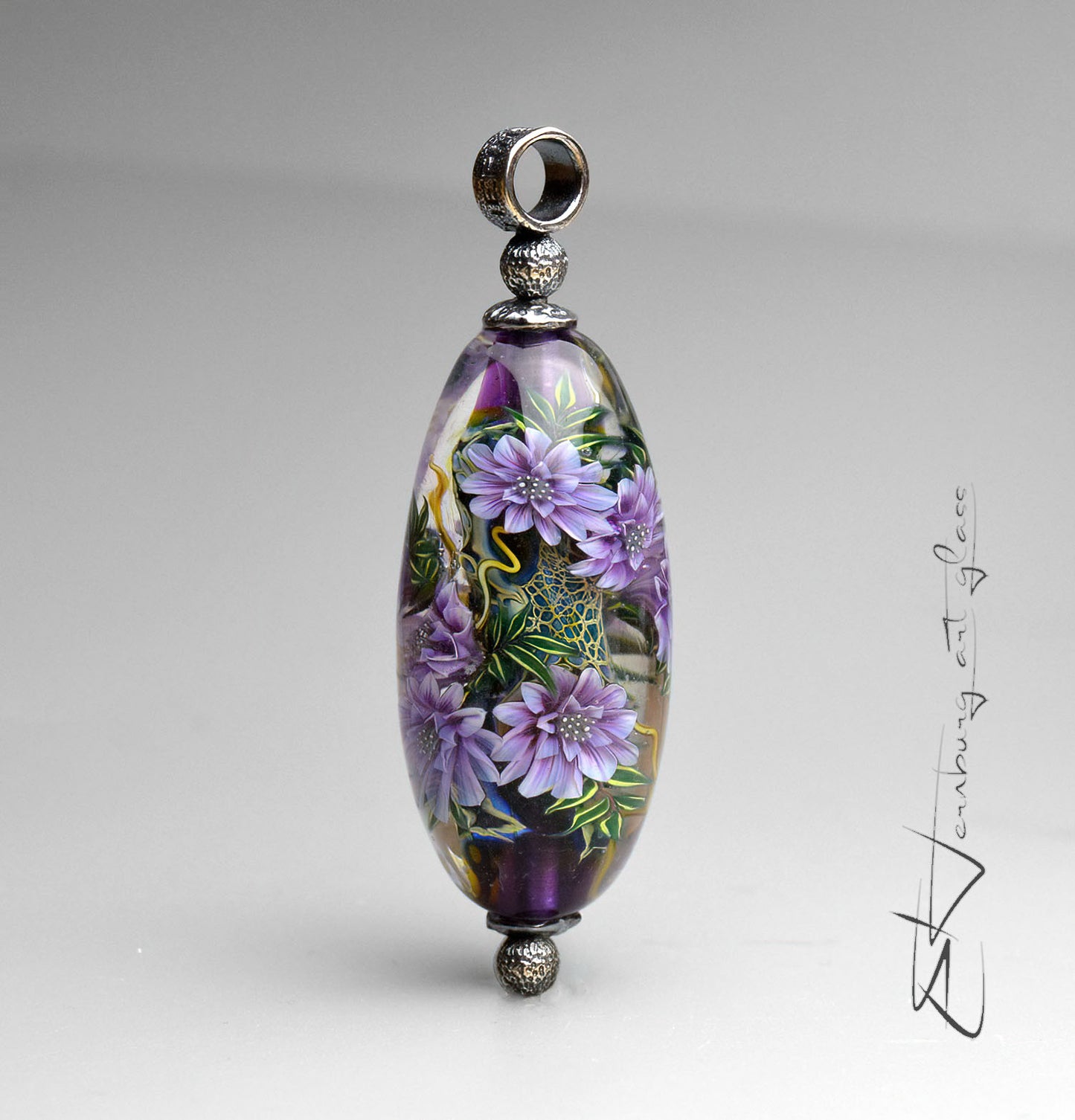 Pendant.  “Imperial Violet”. Lampwork glass pendant.