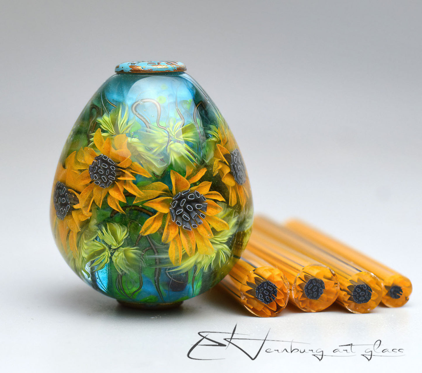 Murini flowers. SOLARIA. Sticks 5 cm long. Materials for lampwork. Glass COE104
