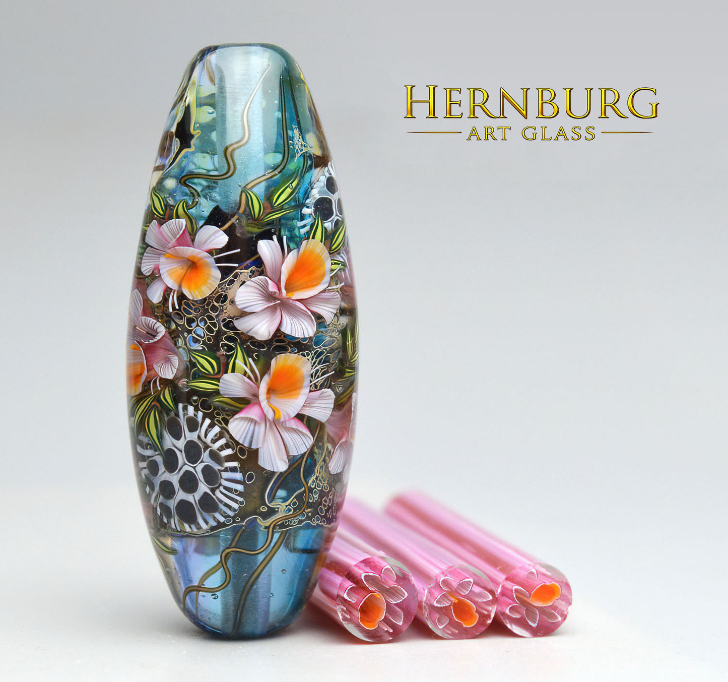 Murini flowers. PAPAYA ORCHID . Sticks 5 cm long. Materials for lampwork. Glass COE104