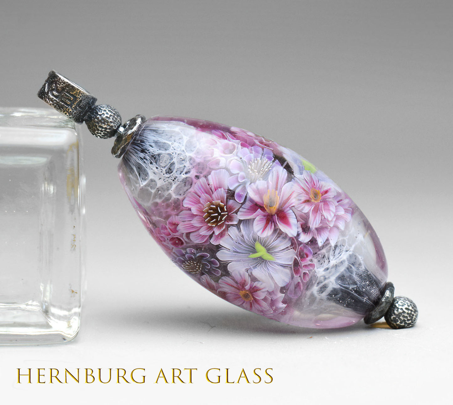 Pendant. Lampwork glass pendant. “Living Lace: Pink”
