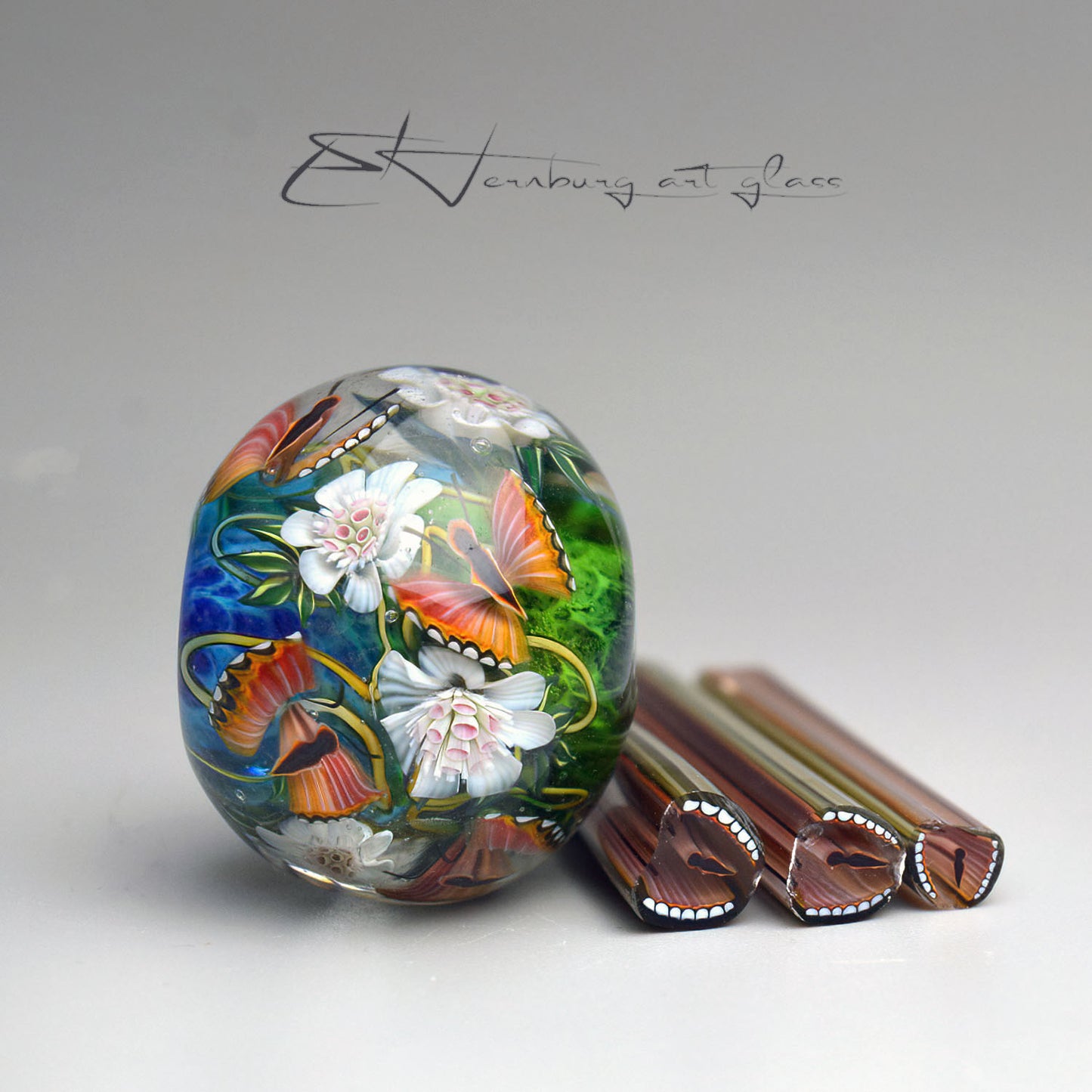 Murini. ORANGE BUTTERFLIES. Sticks 5 cm long. Materials for lampwork. Glass COE104