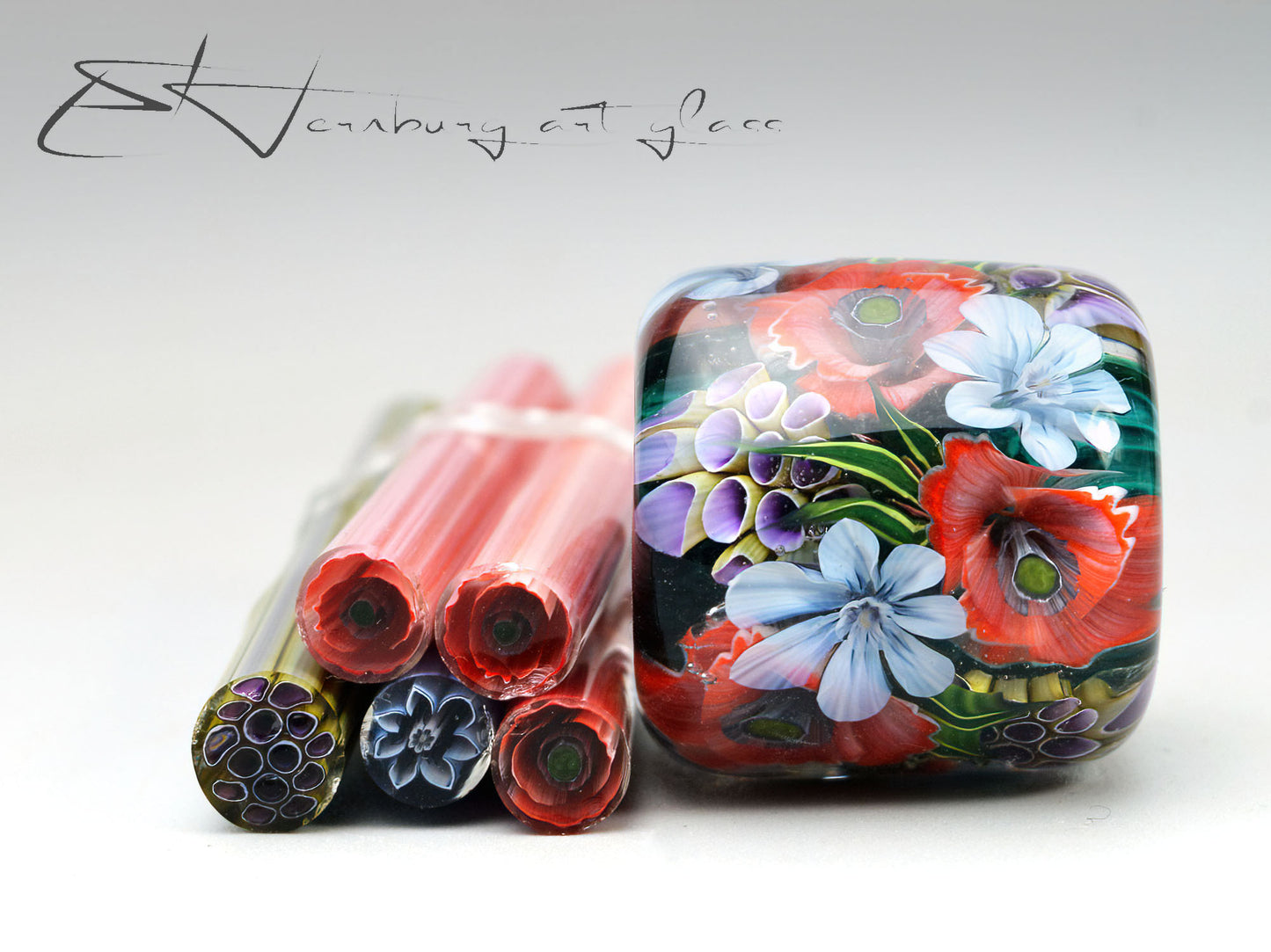 Murini flowers. Sticks 5 cm long. Materials for lampwork. Glass COE104