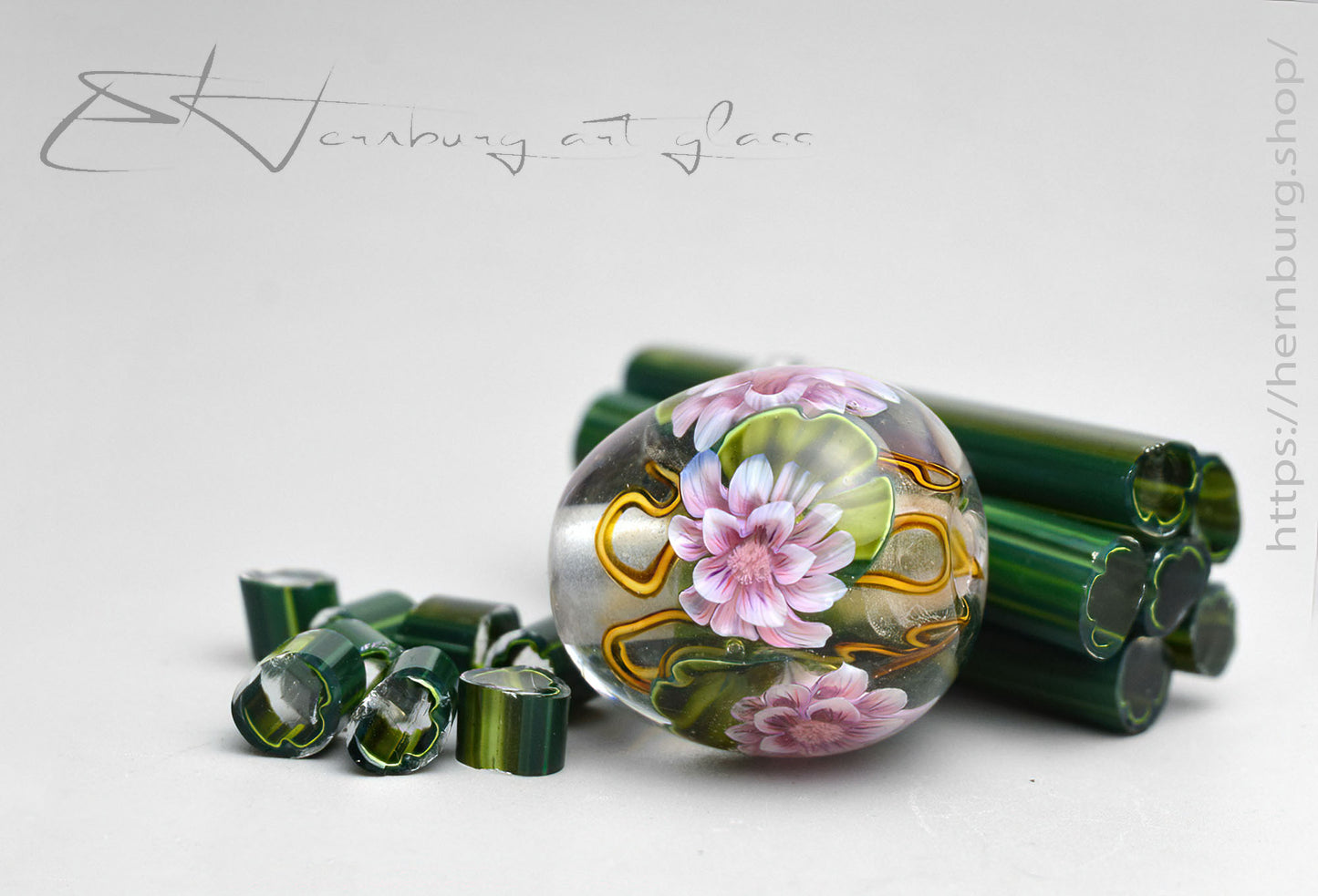 Murini green leaves. Sticks 5 cm long. Materials for lampwork. Glass COE104