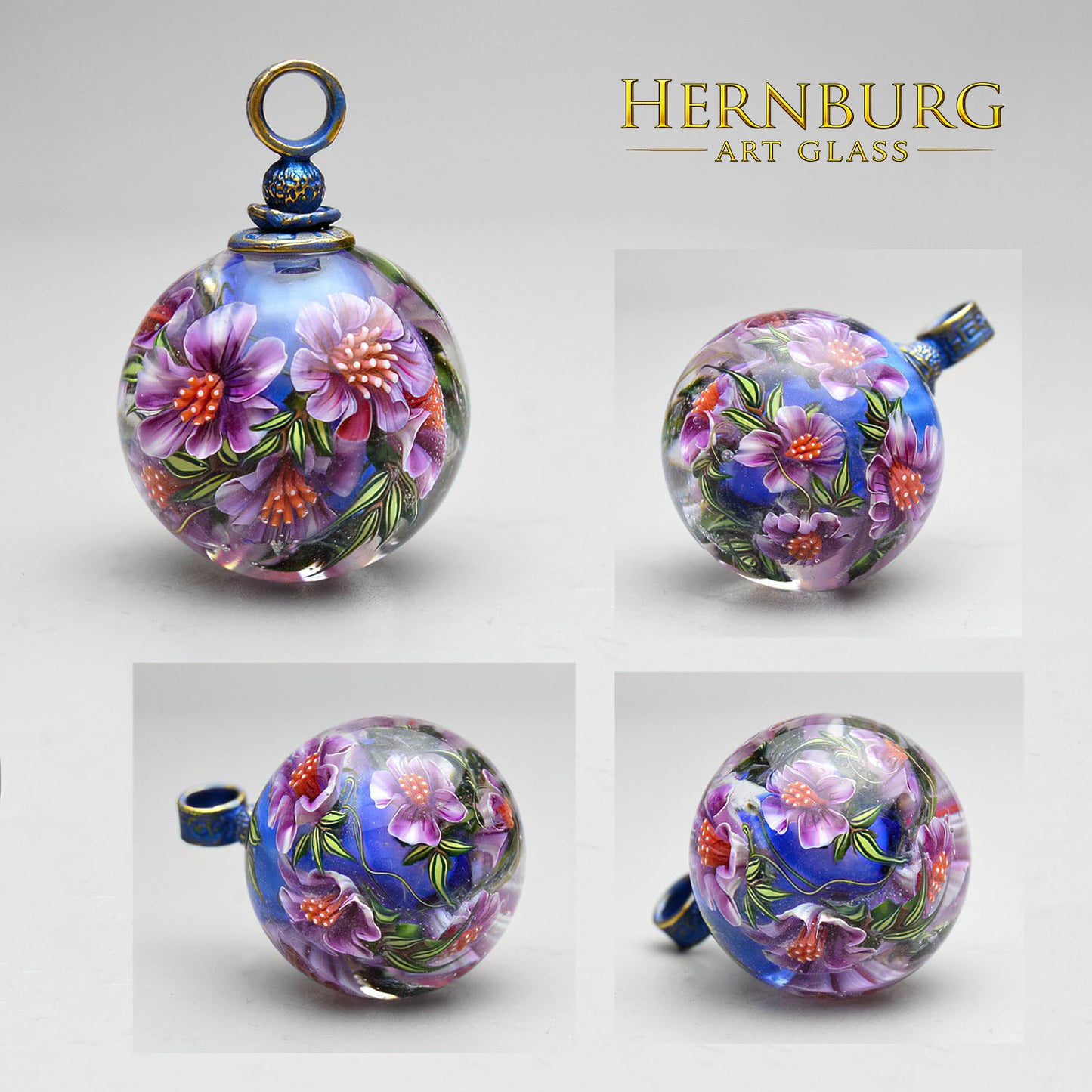Orbella CYANE. Lampwork glass pendant.