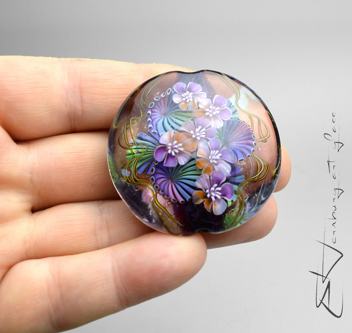 Pendant. Silken Tails. Lampwork glass pendant.