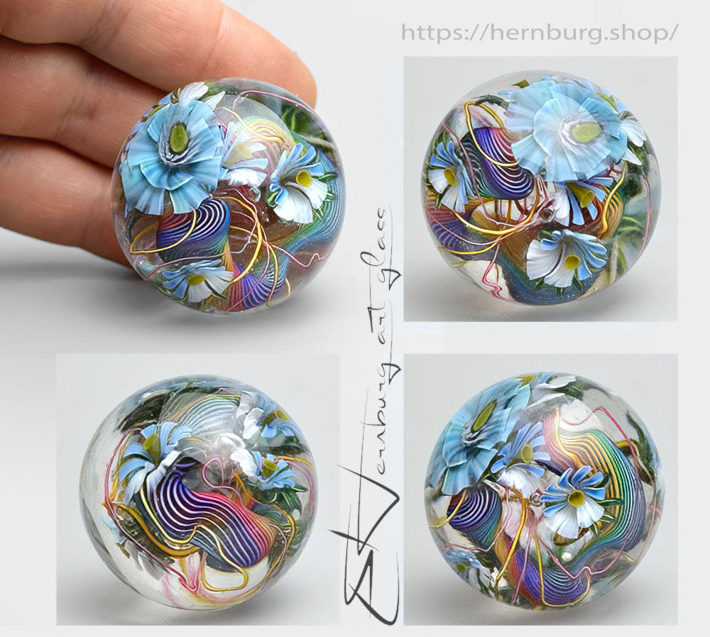 Marble "Fluttering" Glass. Collectible sphere. Diameter — 40 mm (1.57”).