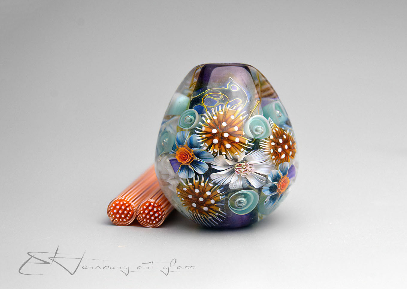 Murini flowers. Sticks 5 cm long. Materials for lampwork. Glass COE104