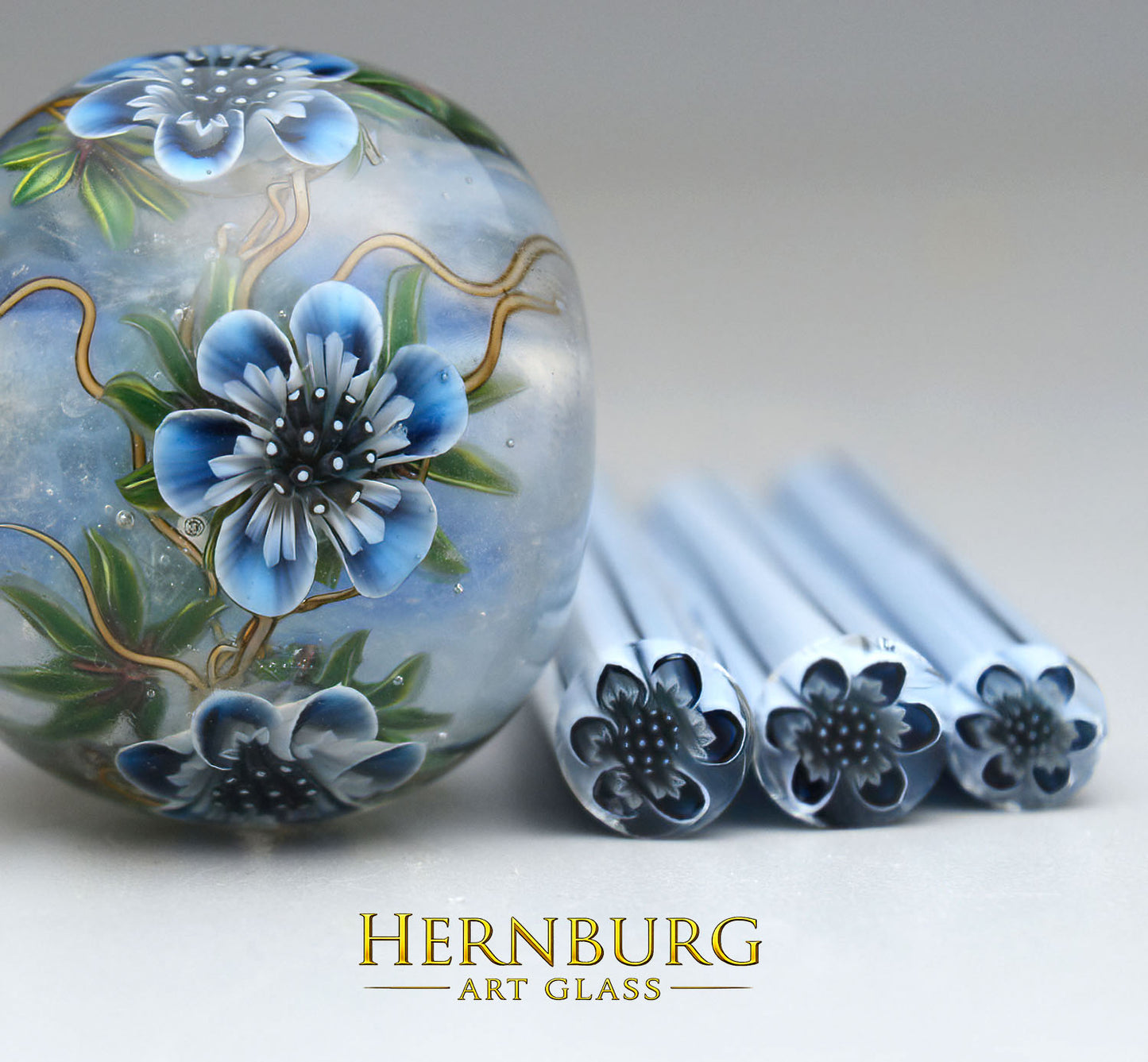 Murini flowers. POLAR. Sticks 5 cm long. Materials for lampwork. Glass COE104