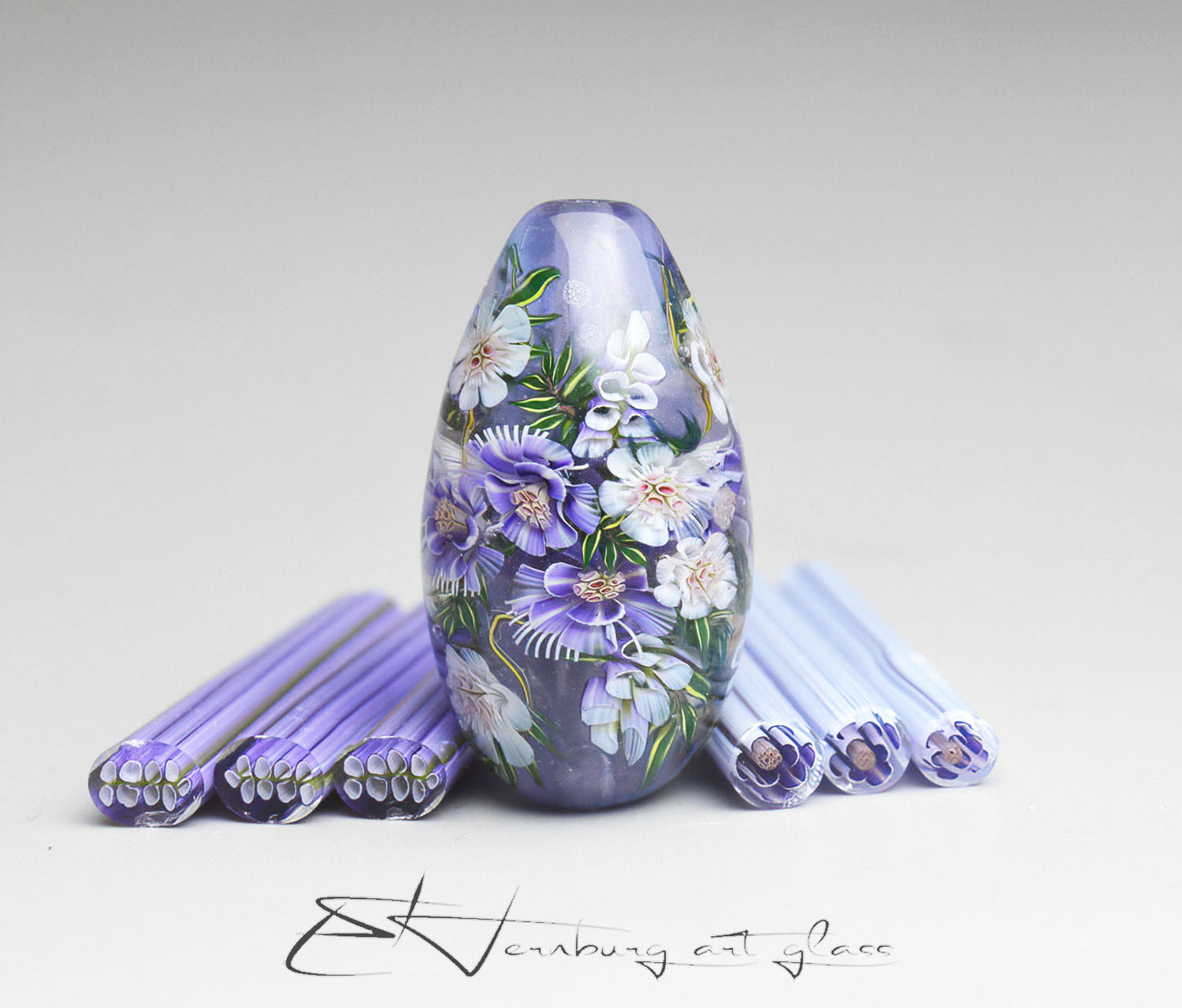 Murini flowers. LAVENDER DUET. Sticks 5 cm long. Materials for lampwork. Glass COE104