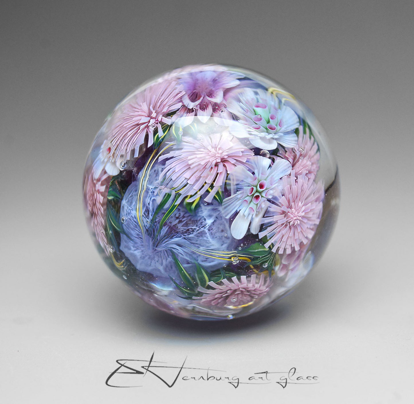 Marble. Collectible Sphere “The Bride’s Morning”. Glass. . Diameter — 35 mm (1.38”)