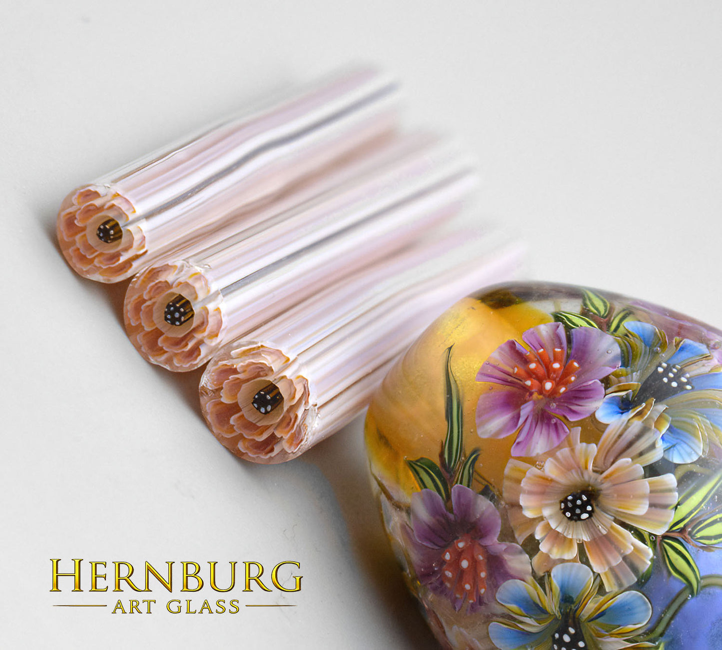 Murini flowers. HONEYBELL . Sticks 5 cm long. Materials for lampwork. Glass COE104