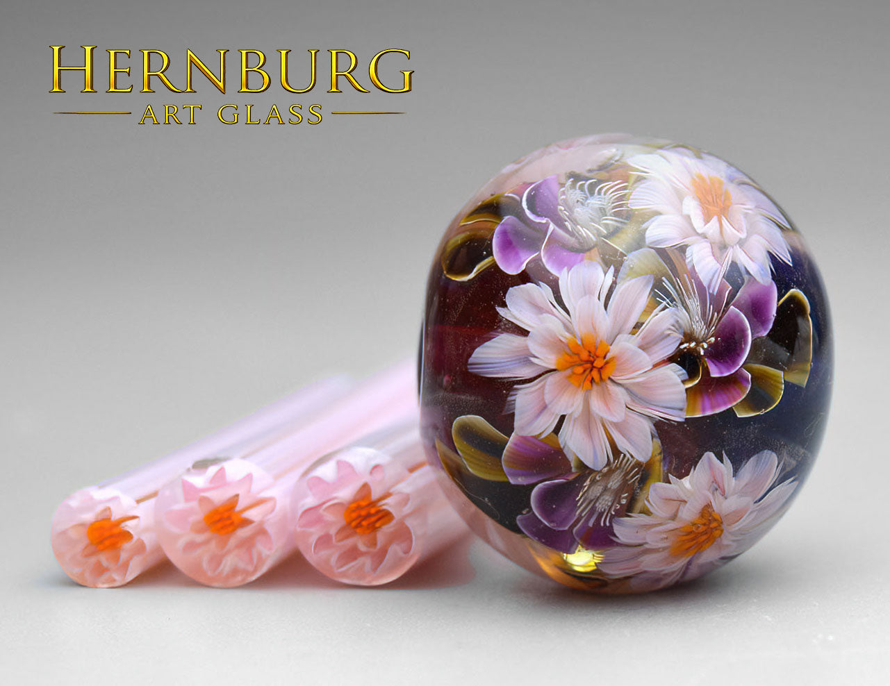 Murini flowers. POWDER PUFF. Sticks 5 cm long. Materials for lampwork. Glass COE104