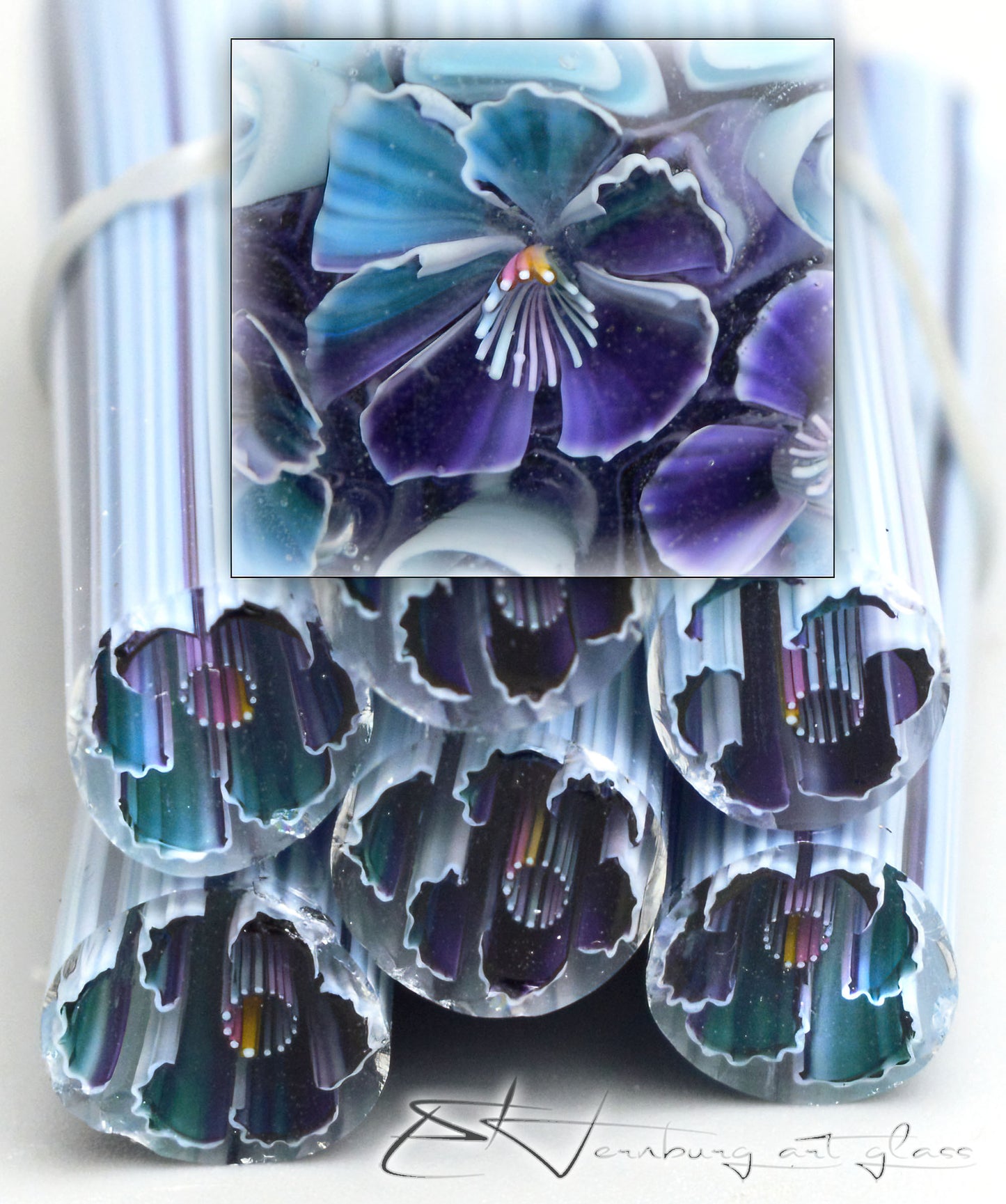 Murini flowers. Sticks 5 cm long. Materials for lampwork. Glass COE104