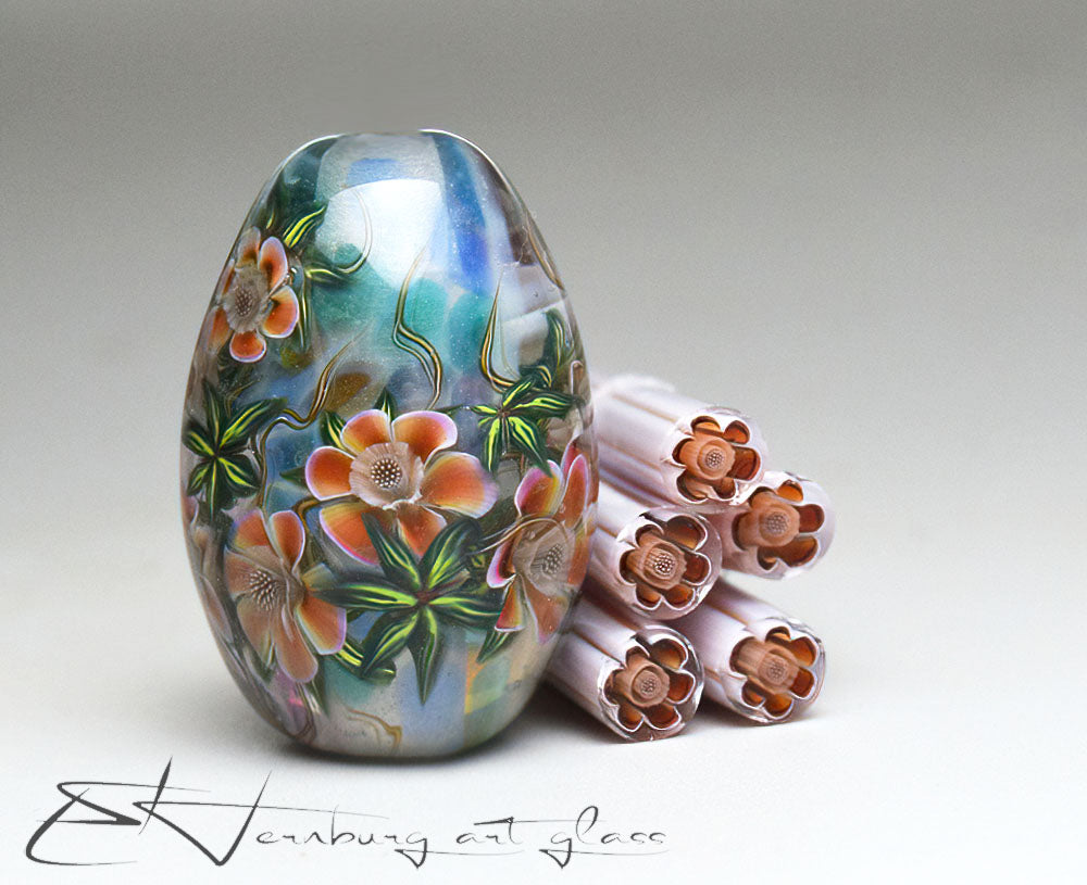 Murini flowers. Sticks 5 cm long. Materials for lampwork. Glass COE104