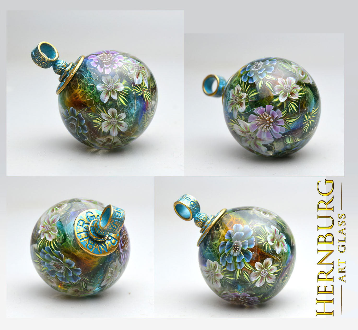 Orbella FLORILEGIUM. Lampwork glass pendant.
