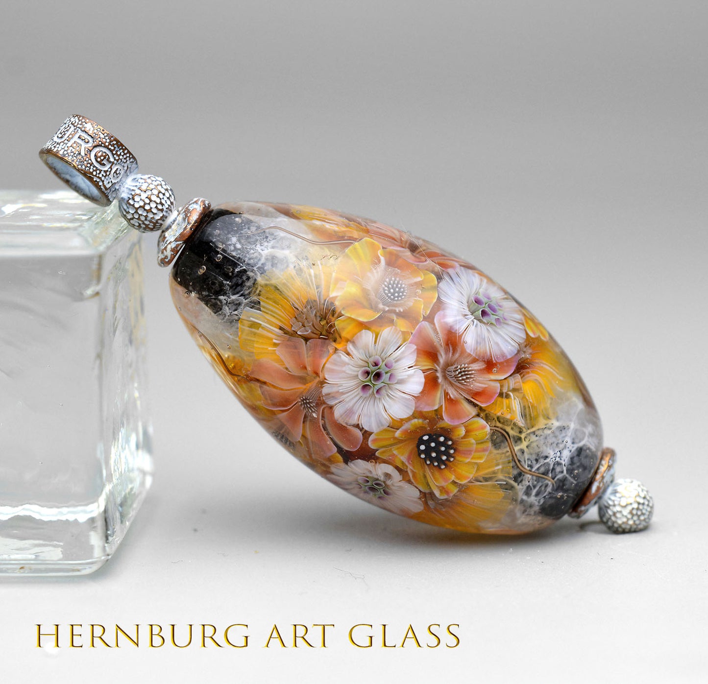 Pendant. Lampwork glass pendant. “Living Lace: Yellow”
