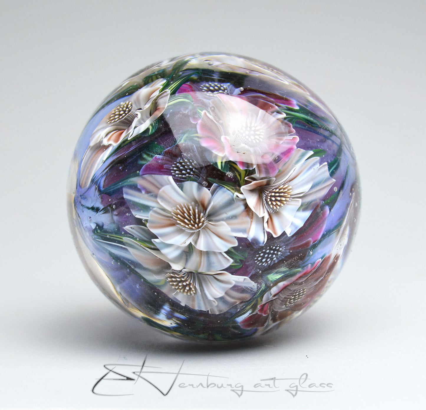 Marble. Collectible Sphere “Violet Silence”. Glass. . Diameter — 40 mm (1.67”)