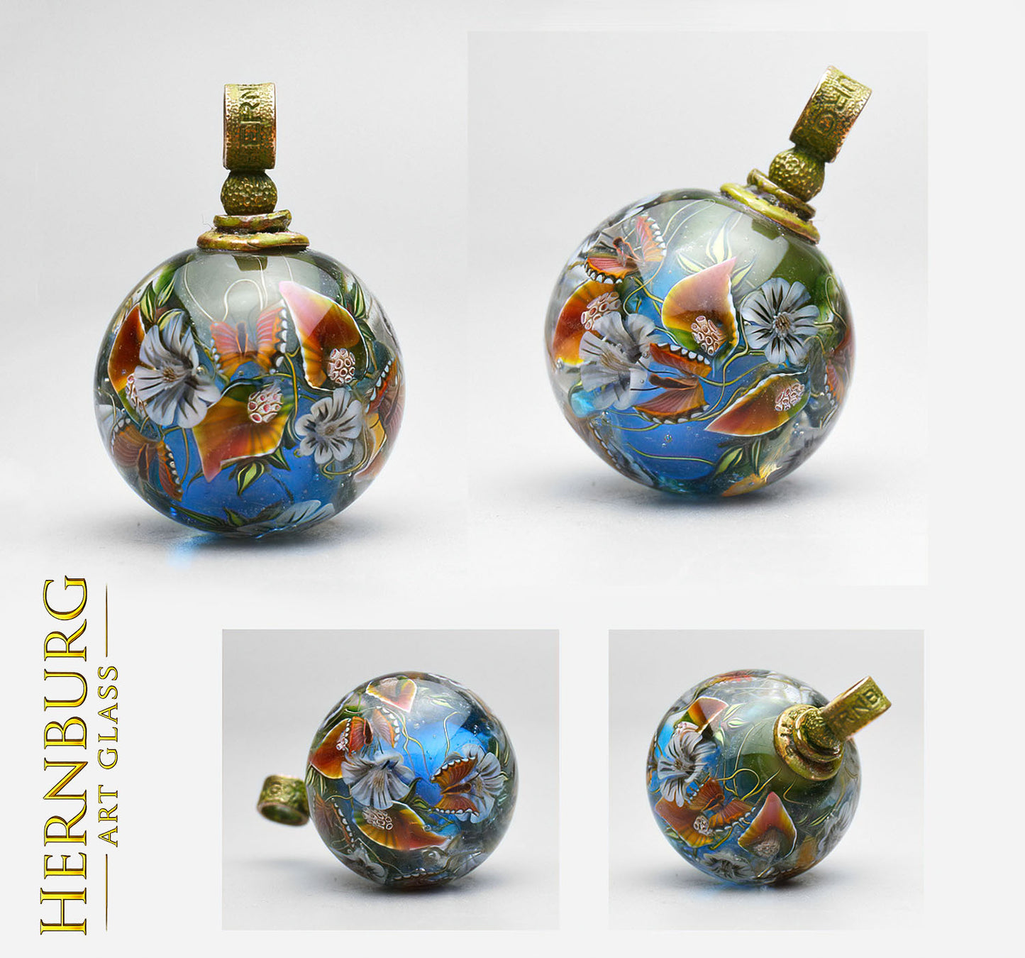 Orbella MARIPOSA. Lampwork glass pendant.