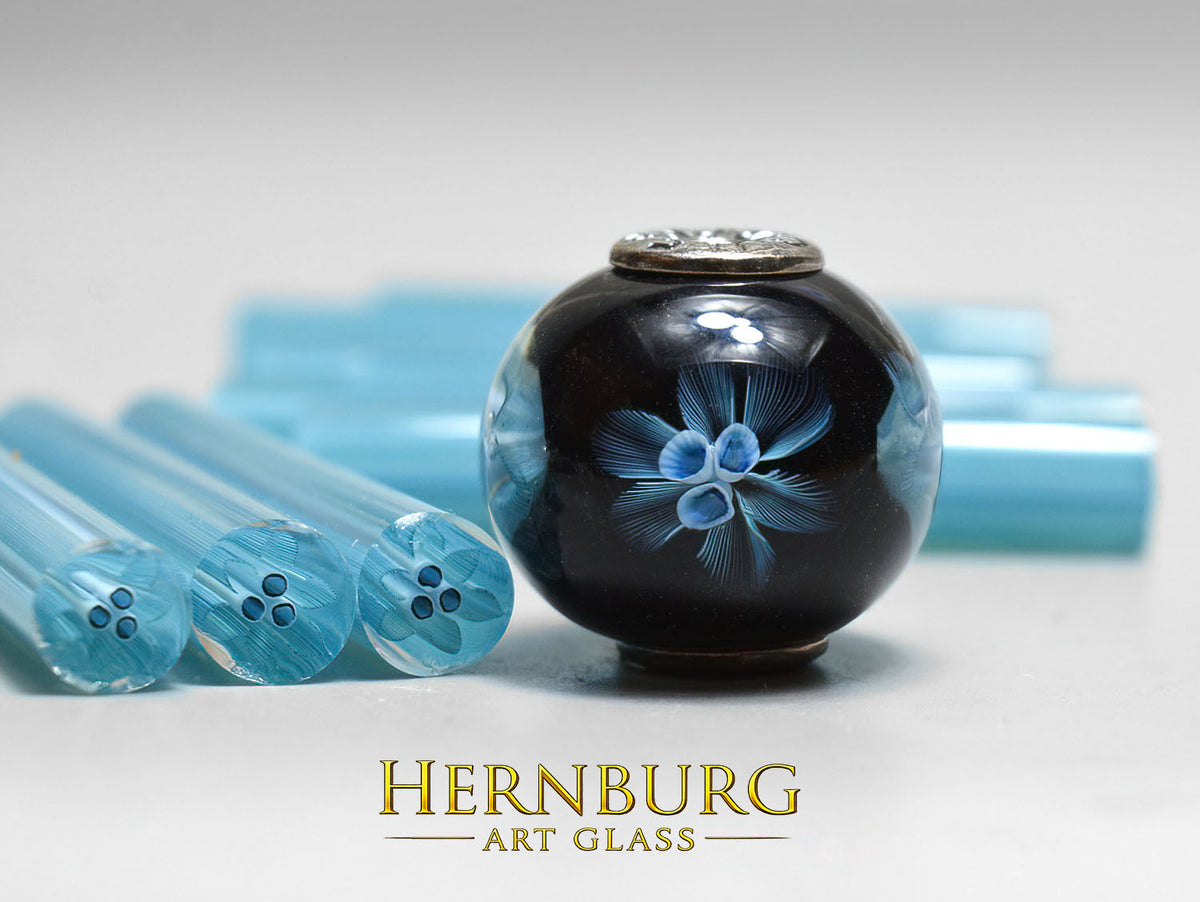 Murini flowers. BLUE FANFARE . Sticks 5 cm long. Materials for lampwork. Glass COE104