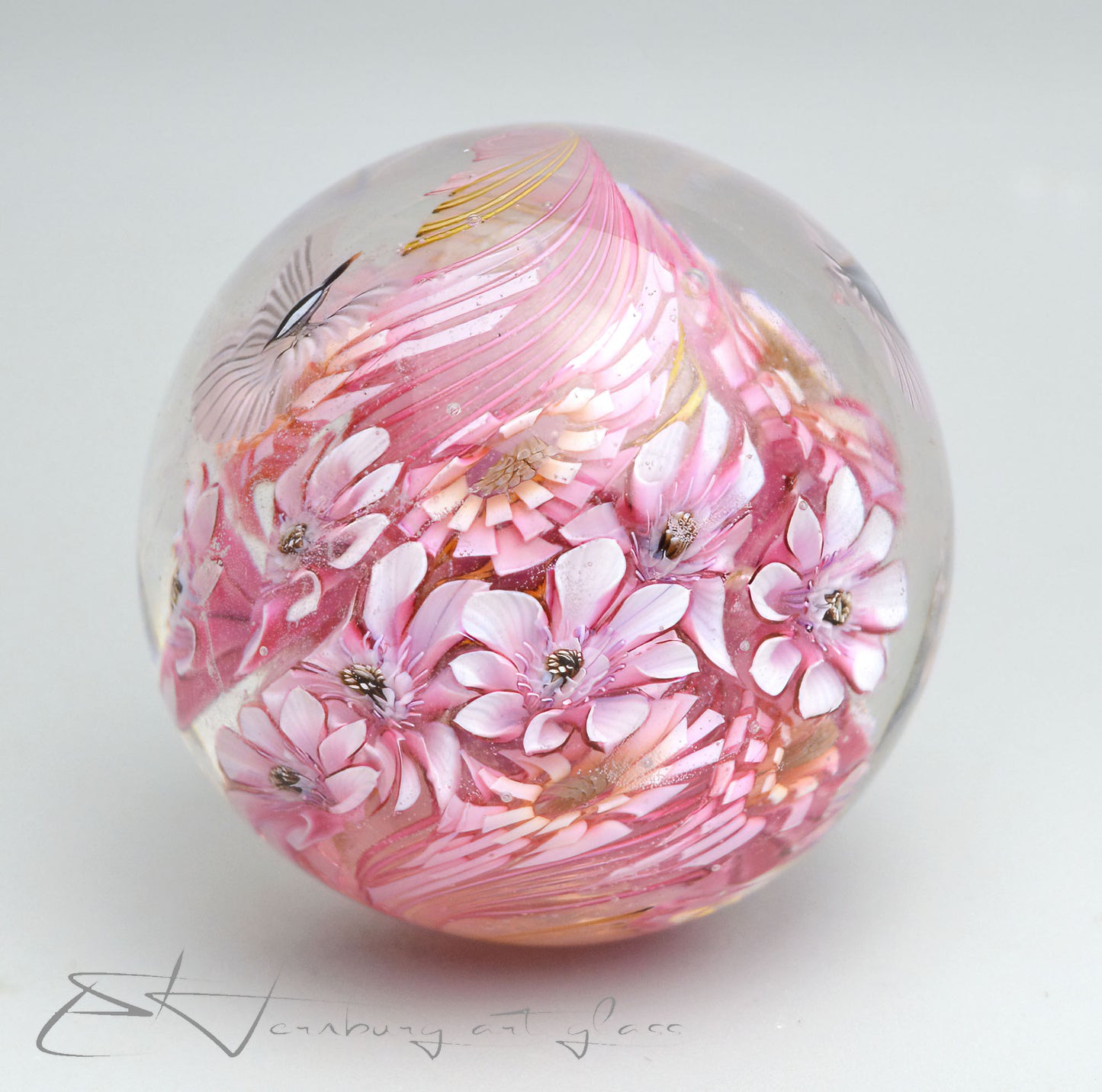 Marble "Pink Haven" Glass. Collectible sphere. Diameter — 40 mm (1.57”).