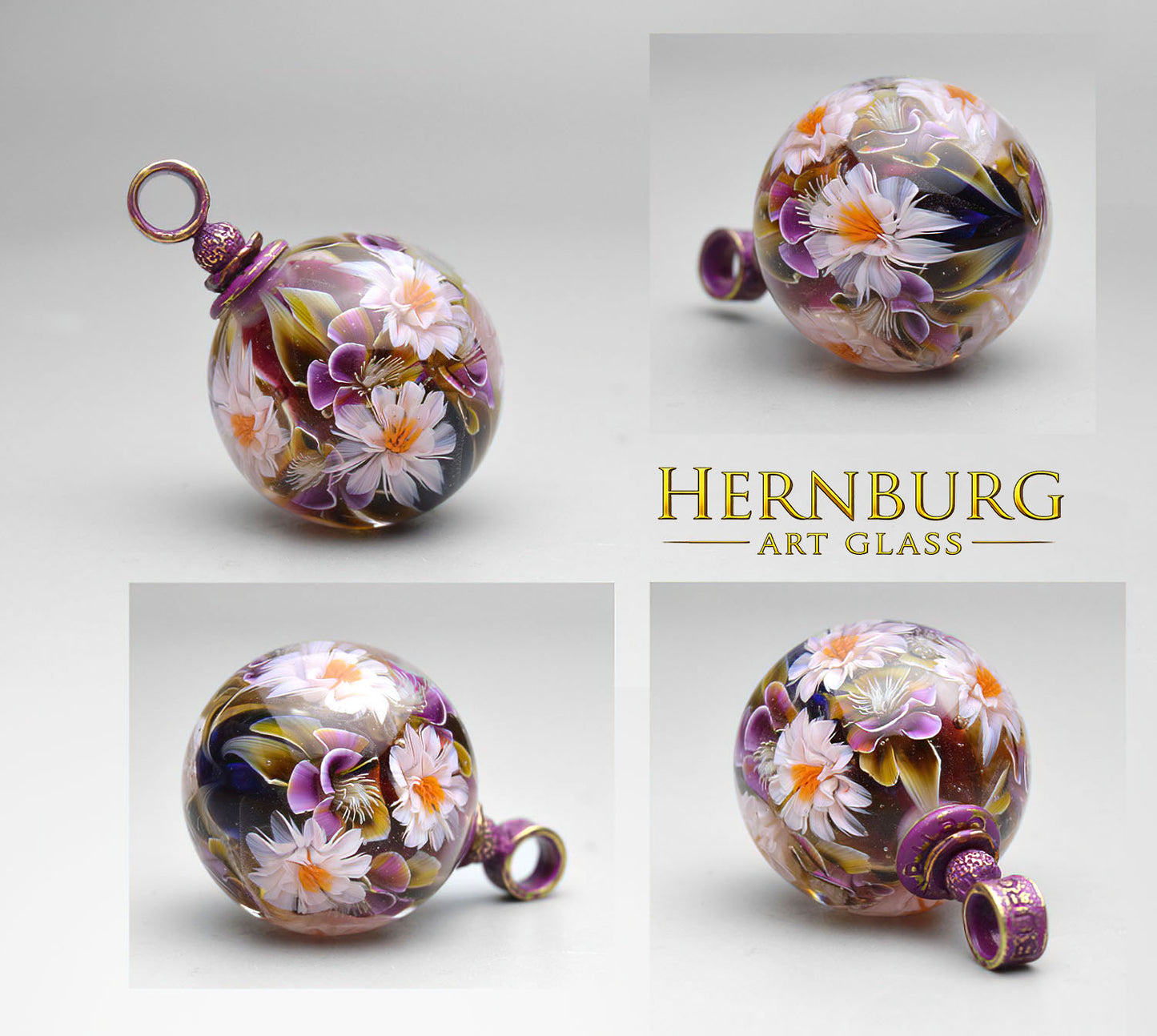 Orbella HANAMI. Lampwork glass pendant.