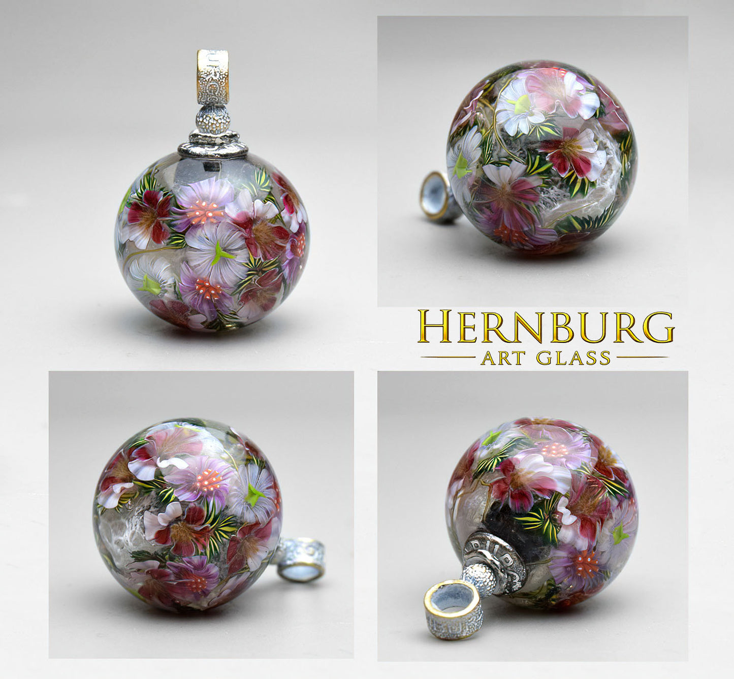 Orbella FLOCCUS. Lampwork glass pendant.
