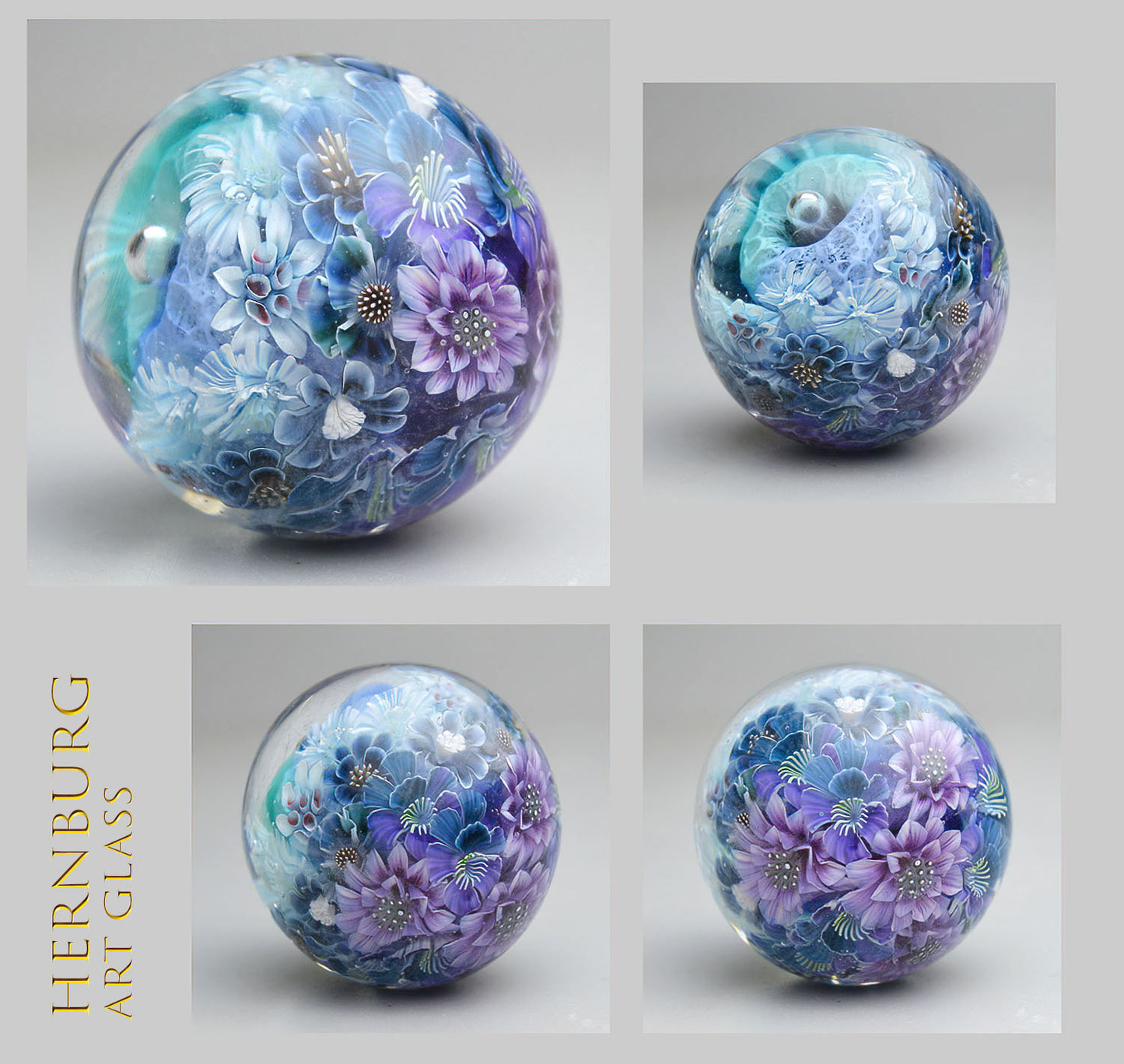 Marble. Collectible Sphere “Living Lace: Hoarfrost”. Glass. . Diameter — 40 mm (1.57”)