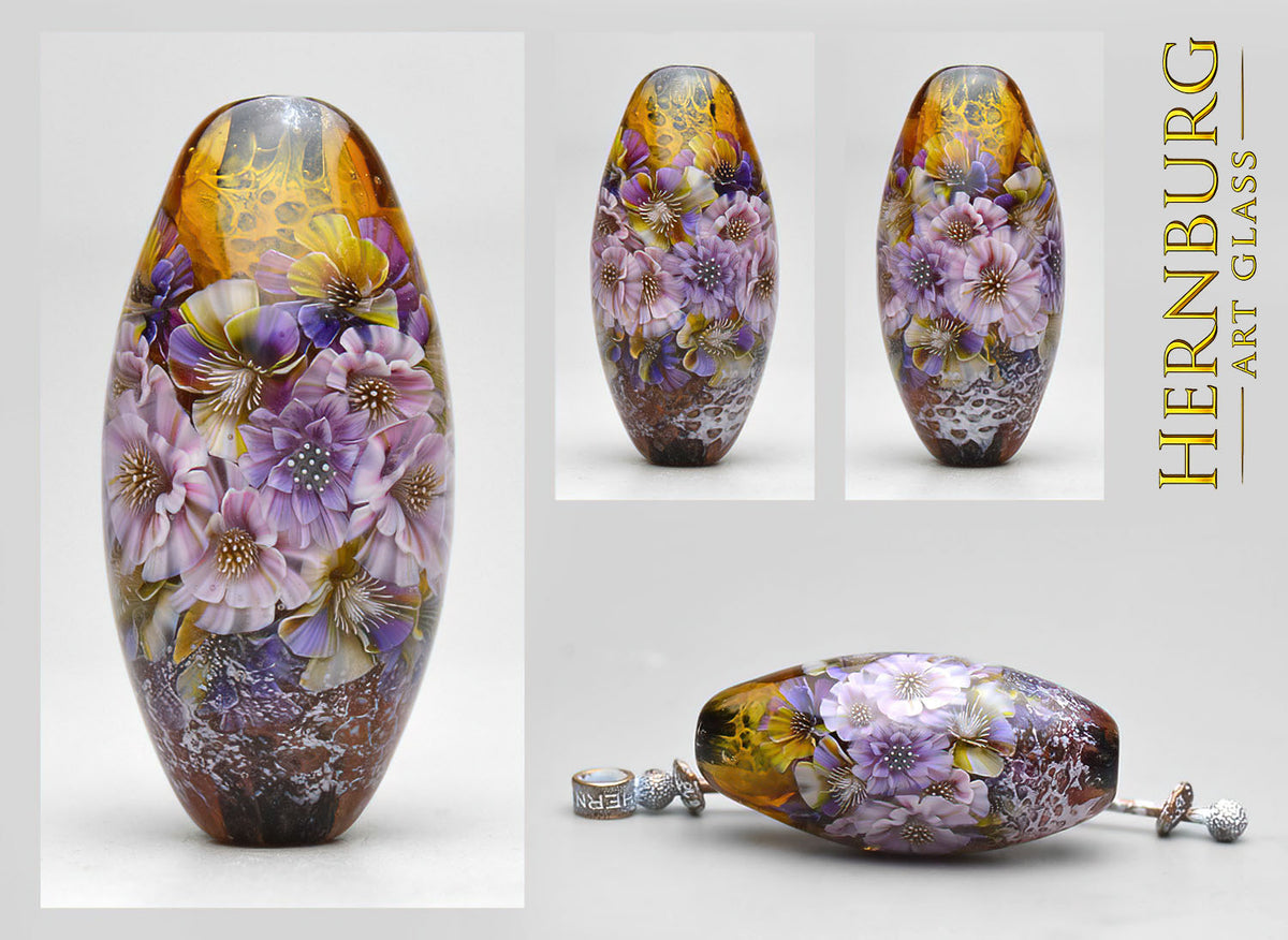 Pendant. Lampwork glass pendant. “Living Lace: WORN"