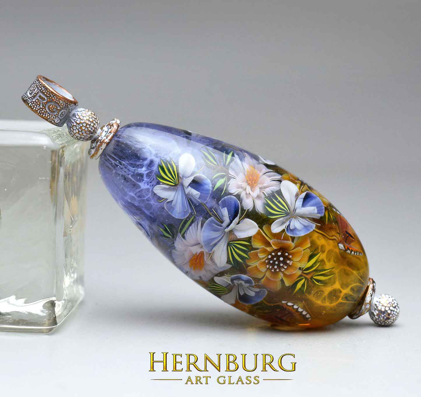 Pendant. Lampwork glass pendant. BLOOMING WINGS