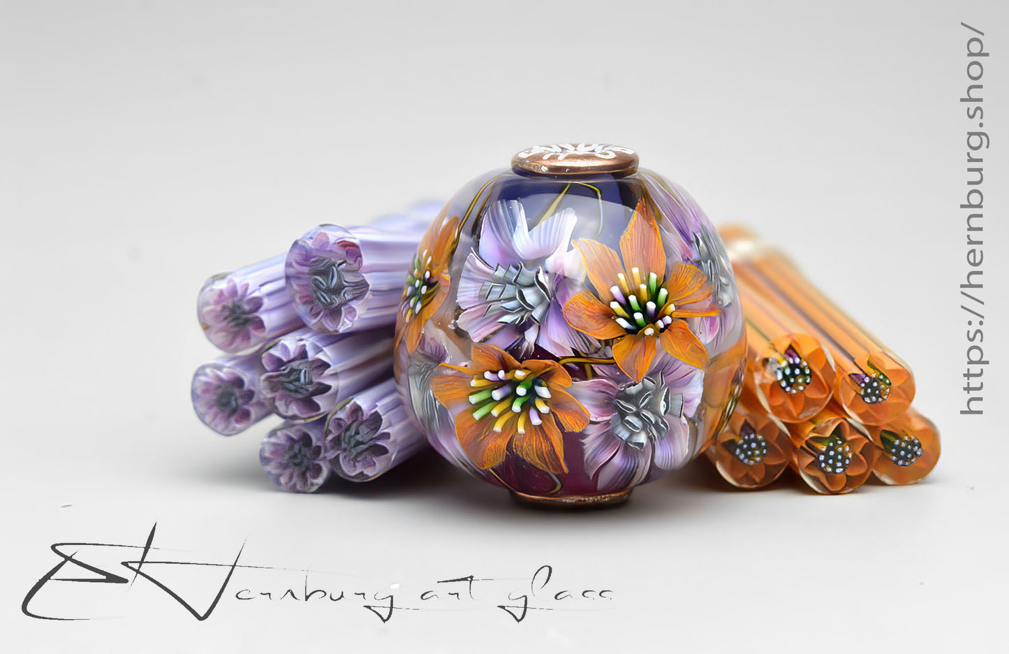 Murini flowers. Sticks 5 cm long. Materials for lampwork. Glass COE104